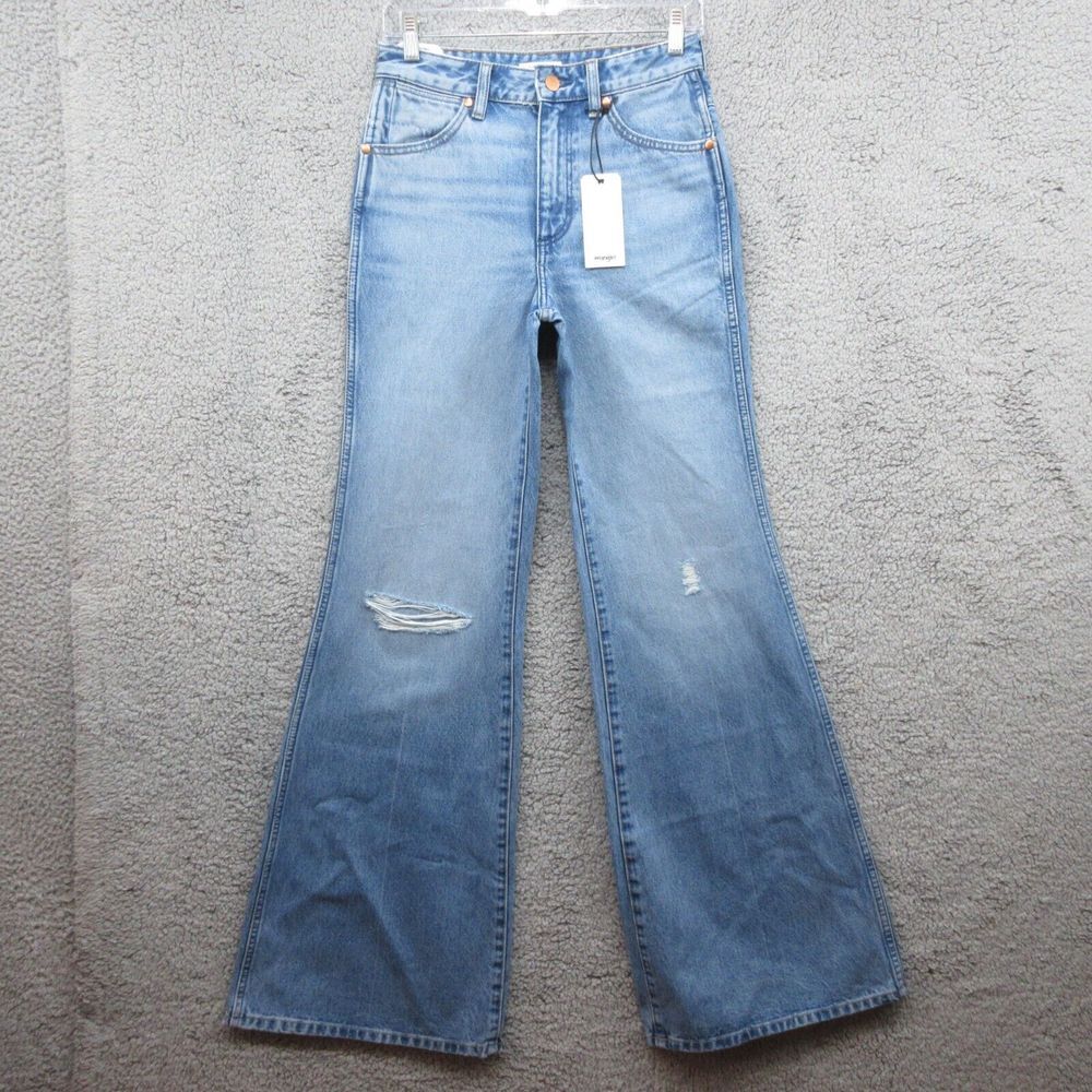 Wrangler Wanderer 622 High Rise Flare Jeans Distressed Womens 25x34